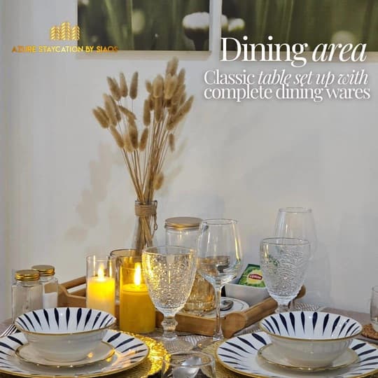 Romantic dining setup + optional meal service (additional fee for meals)