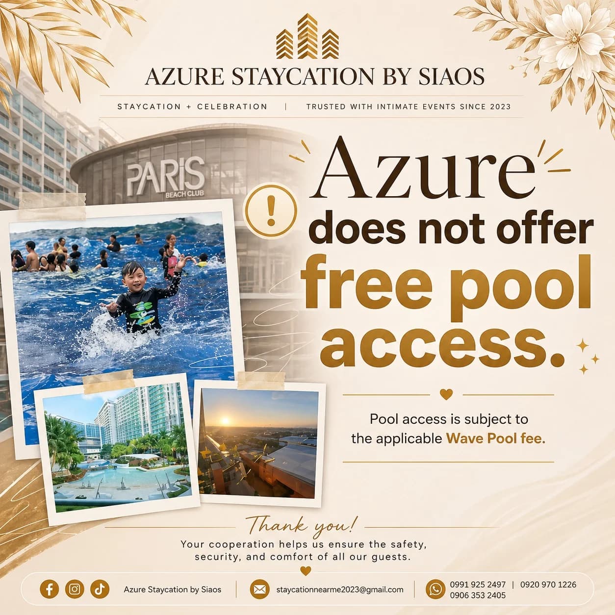 Azure does not offer free pool access — pool access is subject to the applicable Wave Pool fee