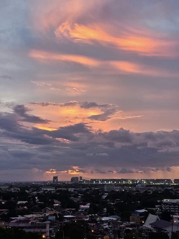 Pink and purple skies