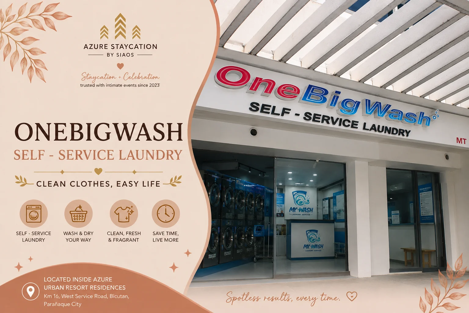 One Big Wash self-service laundry at Azure Urban Resort Residences