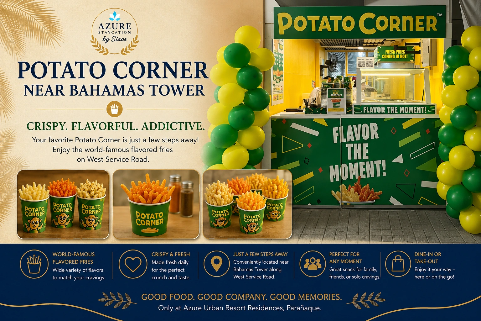 Potato Corner flavored fries stand near Azure's Bahamas Tower gate