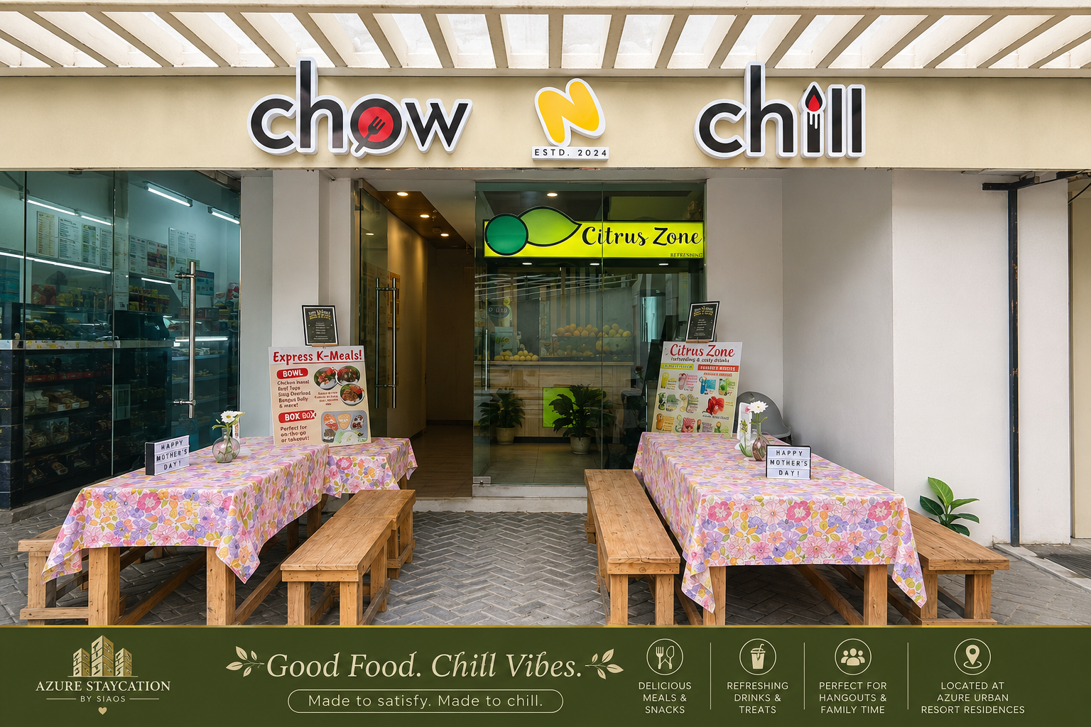 Chow N Chill café in the Azure Urban Resort Residences retail area