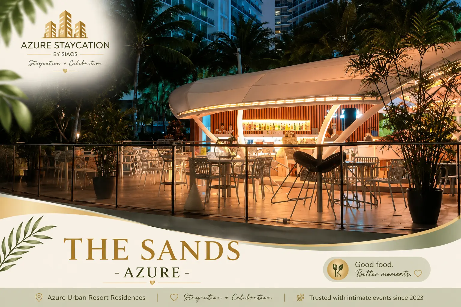 The Sands beachside dining and bar at Azure Urban Resort Residences